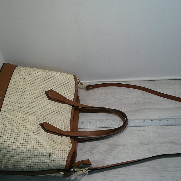 Designer Unica! Firenze Basket woven Saddle tan Leather Made in Italy - Picture 9 of 10